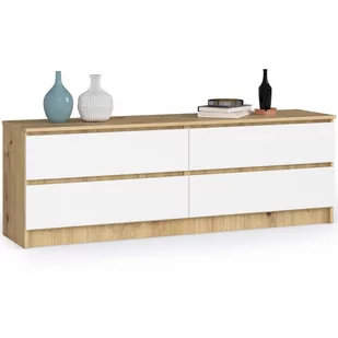 Komoda K 160 cm 4 szuflady - dąb artisan-biała - Komody - miniaturka - grafika 1