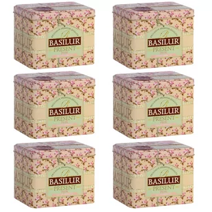 BASILUR Present Pink- zielona herbata cejlońska, liściasta w ozdobnej puszce 100g x6 - Herbata - miniaturka - grafika 1