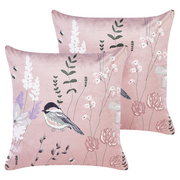 Poduszki dekoracyjne - 2 poduszki welurowe 45 x 45 cm różowe CYCLAMEN - miniaturka - grafika 1