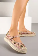 Espadryle damskie - Różowe Siateczkowe Espadryle na Plecionej Podeszwie z Paskiem z Klamrą i Haftem Vilritia - miniaturka - grafika 1