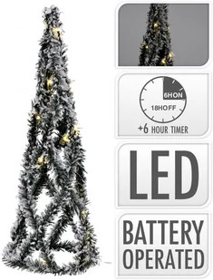 Choinka dekoracyjna 20 LED ze śniegiem piramida 40 cm zielony na baterie timer IP20 - Oświetlenie świąteczne - miniaturka - grafika 1