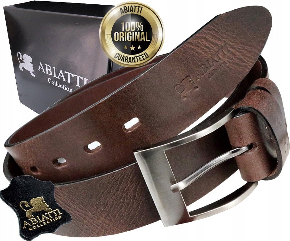 2X SKÓRZANY PASEK MĘSKI DO SPODNI ABIATTI SZEROKI PAS DO JEANSÓW GRUBA SKÓR