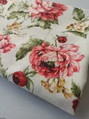 Obrusy i serwetki - Bawełniany obrus plamoodporny mlecznego koloru z wzorem Czerwone kwiaty - miniaturka - grafika 1