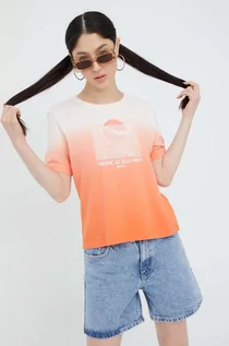 Koszulki sportowe damskie - Roxy t-shirt bawełniany kolor pomarańczowy - grafika 1