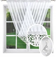 Firany - Firanka Panel Ażur Cyrkonie Firana Gotowa Filc Kryształki 120X130 Cm - miniaturka - grafika 1