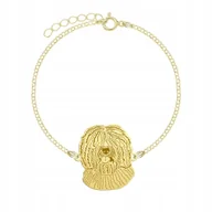 Bransoletki - Bransoletka Złota z psem Hiszpański Pies Dowodny 925 Łańcuszek GRAWER - miniaturka - grafika 1