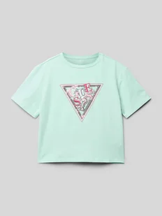T-shirt z prążkowanym okrągłym dekoltem - Koszulki dla dziewczynek - miniaturka - grafika 1