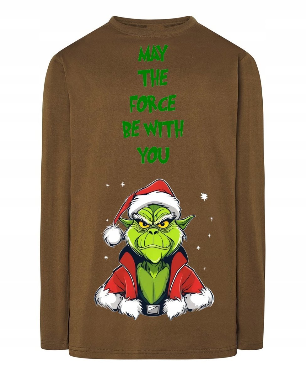 Longsleeve męski Świąteczny YodaGrinch Niech Moc będzie z Tobą r.3XL