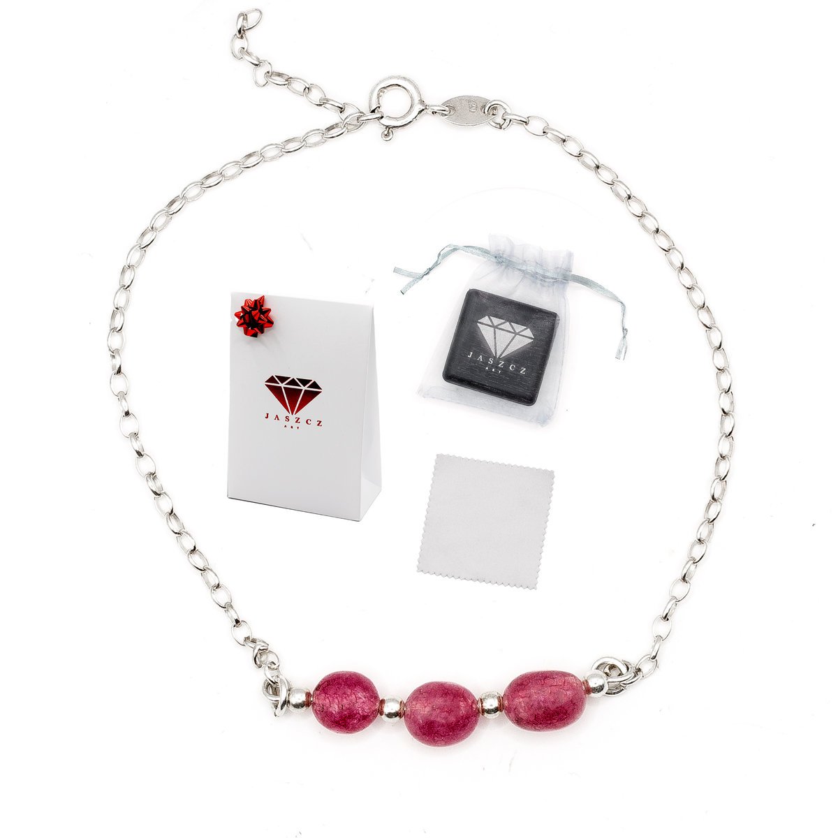 Bransoletka Turmalin Kamień Naturalny Srebro 925 Talizman Prezent Handmade