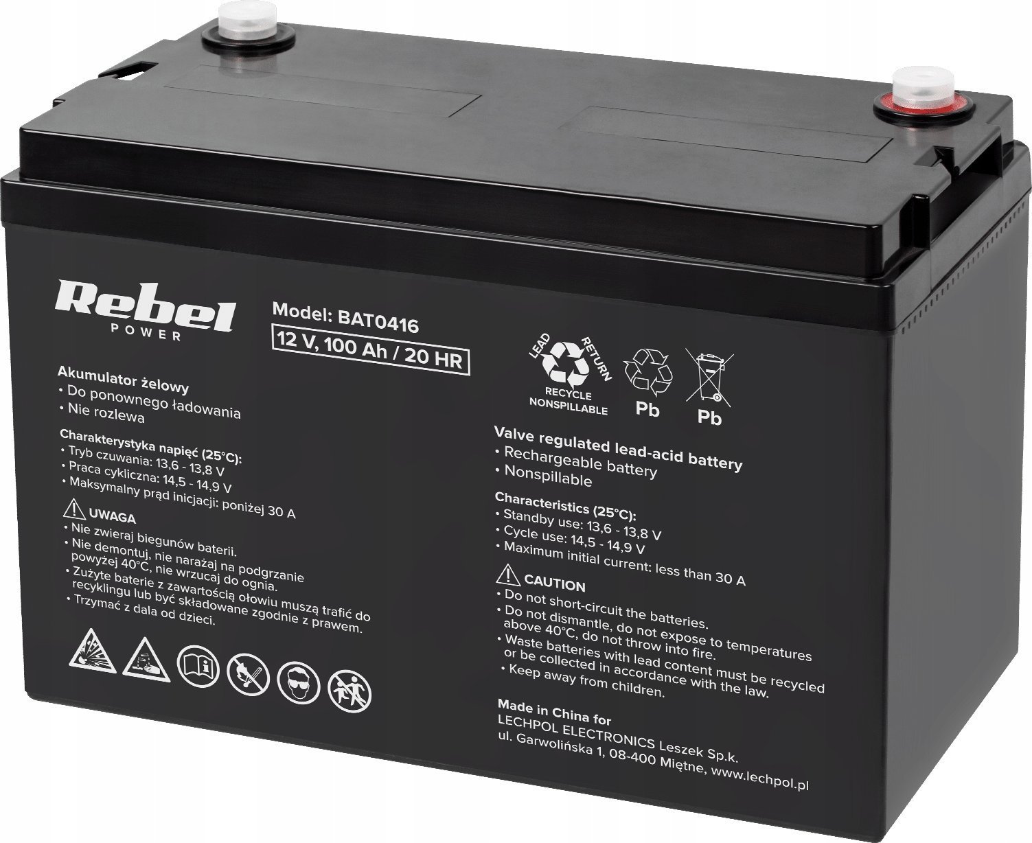 Rebel Akumulator żelowy 12V 100Ah Rebel