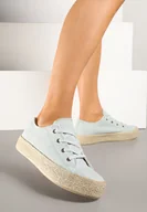 Trampki damskie - Jasnozielone Trampki z Ozdobną Plecionką Filarra - miniaturka - grafika 1