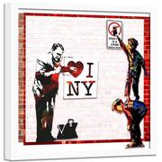 Plakaty - Obraz w ramie białej FEEBY, Banksy - I love New York 40x40 - miniaturka - grafika 1