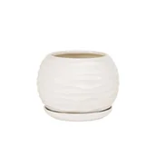 Donice - Doniczka ceramiczna z podstawką kula duna 16 x 14 cm krem mat symbol 2024 - miniaturka - grafika 1