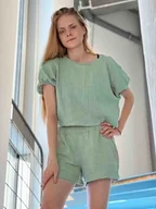 Koszule damskie - Oversizowy Top nietoperz lniany muslin - miniaturka - grafika 1