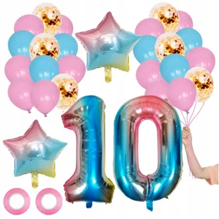 ZESTAW BALONÓW 10 URODZINY 29SZ TĘCZOWE JEDNOROŻEC - Balony i akcesoria - miniaturka - grafika 1