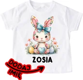 Koszulki dla dziewczynek - Koszulka dla dziecka z zajączkiem i imieniem na Wielkanoc - miniaturka - grafika 1