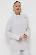 Swetry damskie - Patrizia Pepe sweter z domieszką wełny damski kolor szary ciepły - miniaturka - grafika 1