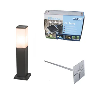 QAZQA Nowoczesna lampa słupkowa zewnętrzna, ciemnoszara z opalowym szkłem, 45 cm, IP44 - Malios - Lampy ogrodowe - miniaturka - grafika 1