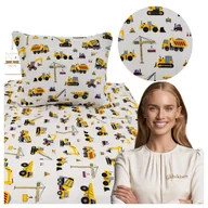 Pościel dla dzieci - Pościel Dziecięca 120x160 + 70x80 Koparki Żółte Na Białym Bawełna 100% - miniaturka - grafika 1