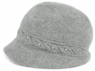 Czapki damskie - Czapka Pearl chic - szary damska, ciepła, angora cz23396 - miniaturka - grafika 1