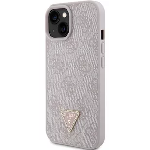 Guess GUHCP15SP4TDPP iPhone 15 6.1" różowy/pink hardcase Leather 4G Triangle Strass - Etui i futerały do telefonów - miniaturka - grafika 2