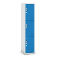 Szafki BHP - B2B Partner Szafka szatniowa 3-drzwiowa, zamek cylindryczny, 1800 x 380 x 450 mm, szara/niebieska CY-018 RAL7035/5012 - miniaturka - grafika 1