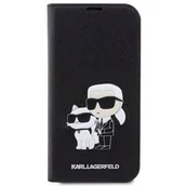 Etui i futerały do telefonów - Karl Lagerfeld Pokrowiec PU Saffiano Karl and Choupette NFT Book na iPhone 14 Pro KLBKP14LSANKCPK Czarne - miniaturka - grafika 1