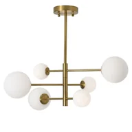 Lampy sufitowe - Sypialniana lampa sufitowa Bolti PLC0103-GD Yaskr szklane kule biała złota - miniaturka - grafika 1