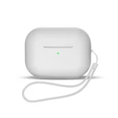Akcesoria do słuchawek - Silikonowe etui do słuchawek AirPods 1 / 2 + pasek smycz na nadgarstek białe - miniaturka - grafika 1