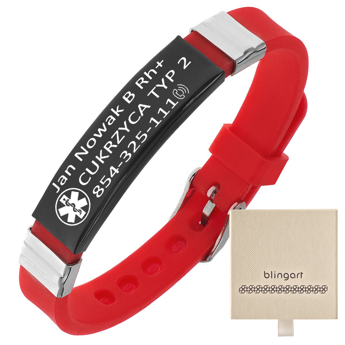 Bransoletka ICE dla dziecka z grawerem czerwona