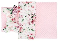 Ochraniacze do łóżeczka - Komplet do wózka, kołyski Peonie / Minky morela - miniaturka - grafika 1
