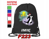 Torby szkolne - WOREK SZKOLNY NA WF SPORTOWY NA BUTY KOT SYLVESTER I TWEETY- IMIĘ - miniaturka - grafika 1
