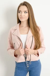 KURTKA PRZEJŚCIOWA RAMONESKA Z IMITACJI ZAMSZU- RÓŻOWA - Olika - Kurtki damskie - miniaturka - grafika 1