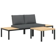 Sofy ogrodowe - vidaXL 3-częściowa sofa ogrodowa z poduszkami czarna aluminium - miniaturka - grafika 1