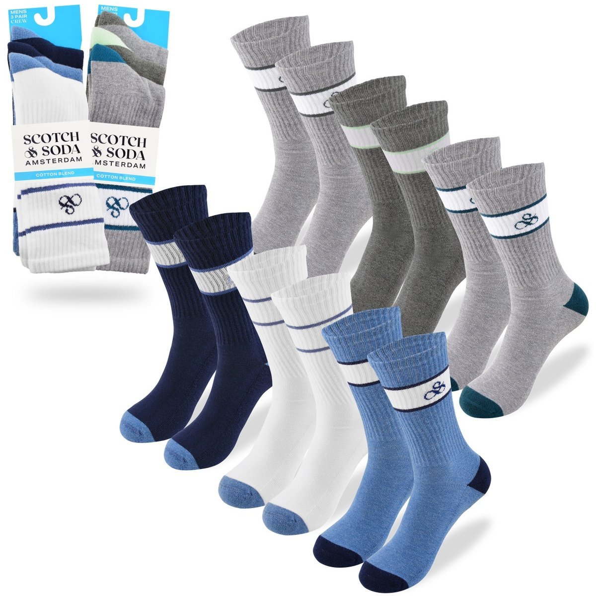 SCOTCH&SODA Skarpety Męskie Długie 6 Par Komplet Bawełna Kolor Mix Rozmiar 41-46