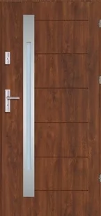 Drzwi zewnętrzne Torino Inox 56, 80 prawe, orzech - Drzwi zewnętrzne - miniaturka - grafika 1