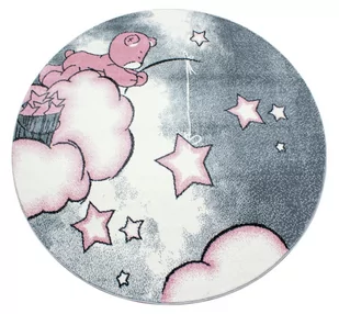 Dywan Kids miś koło szary / różowy, 160x160 cm - Dywany - miniaturka - grafika 1