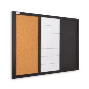 OUTLET Tablica combi 3 w 1: suchościeralno-magnetyczna, magnetyczno-kredowa oraz korkowa 60x40 cm - Biuro i firma OUTLET - miniaturka - grafika 1