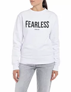 Replay Bluza damska 100% bawełna, 001 White, L - Bluzy damskie - miniaturka - grafika 1