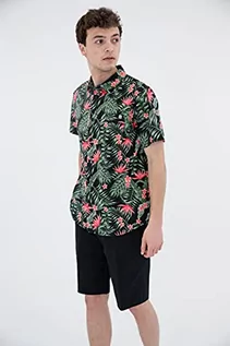 Koszulki męskie - Hurley Męski t-shirt M Floral Printed Woven Top Ss szary czarny/biały (Newprint lub Black/Wht) XL HSP21SMT01679 - grafika 1