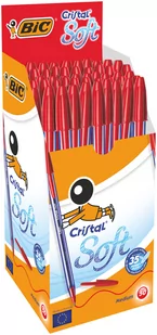 Długopis czerwony BIC Cristal Soft pudełko 50szt - Przyborniki na biurko - miniaturka - grafika 1