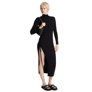 vestiti casual donna michael kors - merino ruched mini dress - nero - Sukienki - miniaturka - grafika 1
