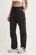 Spodnie damskie - Superdry spodnie bawełniane kolor czarny proste high waist W7011070A-02A - miniaturka - grafika 1