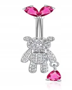 KOLCZYK DO PĘPKA ŚLICZNY MIŚ CYRKONIE PUNK STAL SS316L - Kolczyki - miniaturka - grafika 1