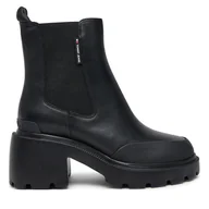 Botki damskie - Botki Tommy Jeans Tjw Mid Heel Chelsea Boot EN0EN02681 Czarny - miniaturka - grafika 1