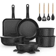 Zestawy garnków i patelni - YASHE Zestaw patelni nieprzywierających, 3-częściowy z granitowymi patelniami 20/24/30 cm, nadają się do płyt indukcyjnych, zdrowe i trwałe patelnie do omletów i na co dzień, kolor biały - miniaturka - grafika 1