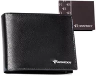 Portfele - Męski skórzany portfel Rovicky na karty i dokumenty z ochroną RFID elegancka portmonetka, czarny - miniaturka - grafika 1