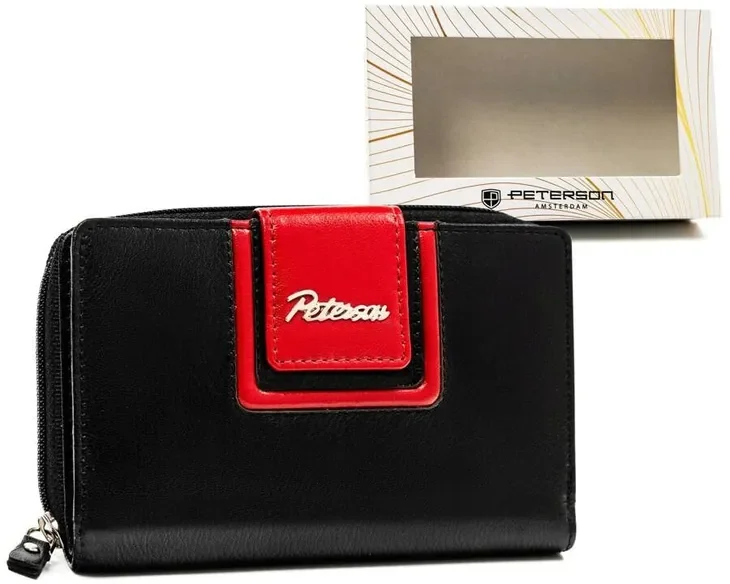 PETERSON damski portfel skórzany elegancki pojemny ochrona RFID