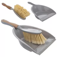 Miotły, szufle, mopy - Orion Zmiotka z szufelką z gumą do zamiatania zawieszenia szara bambusowa O-711916 + O-711916 - miniaturka - grafika 1