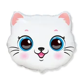 Balony i akcesoria - BALON KOTEK GŁOWA BIAŁY 22'' 55cm - miniaturka - grafika 1